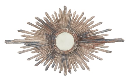 Unusual Painted Oval Sunburst Mirror