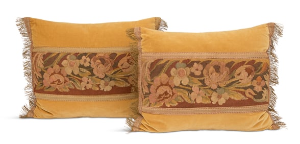 Pair of Custom Aubusson Tapestry Pillows