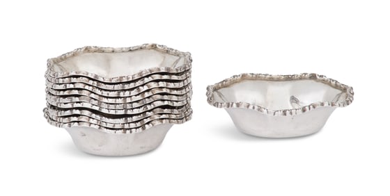 Set of Ten Mexican Sterling Silver Place Bowls
