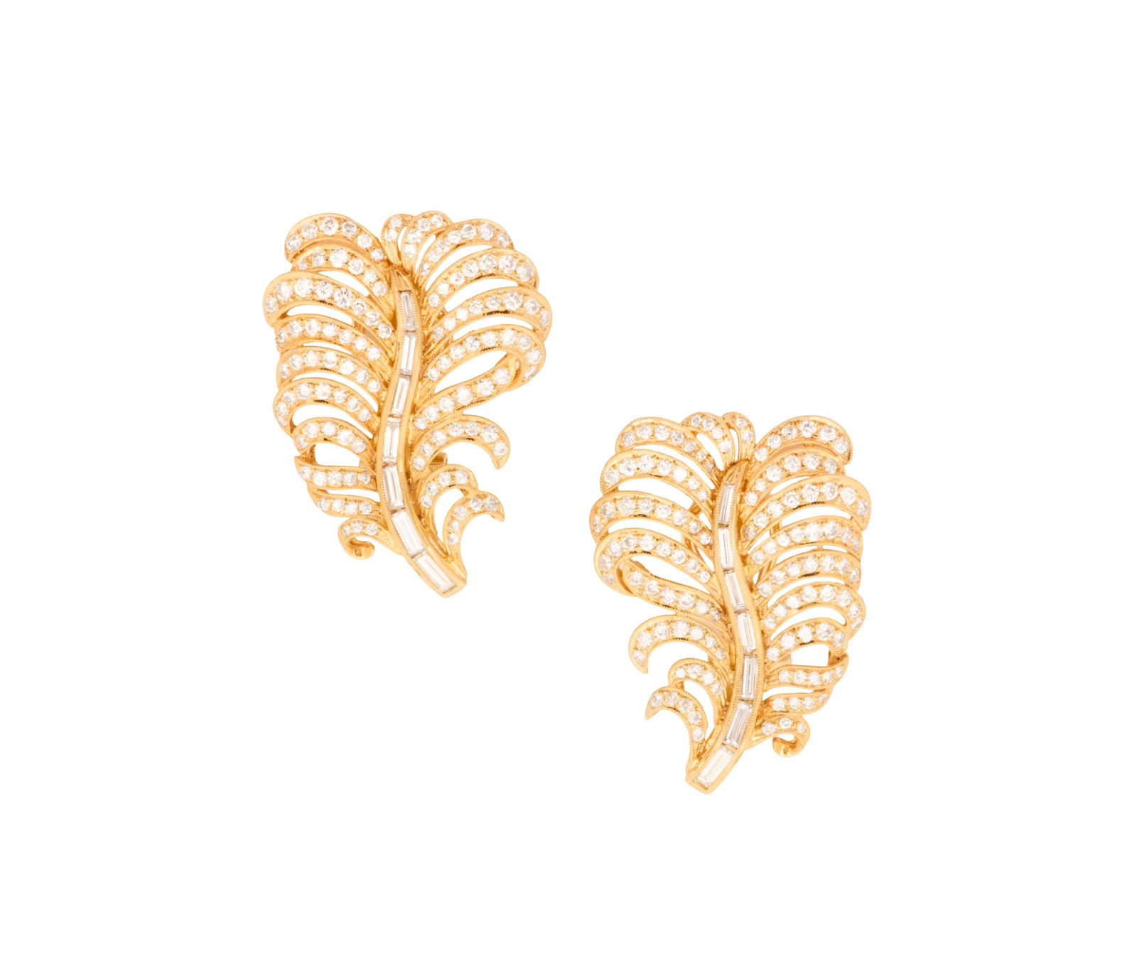 Pair of Diamond Leaf Ear Clips