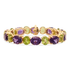 Amethyst and Peridot Bracelet
