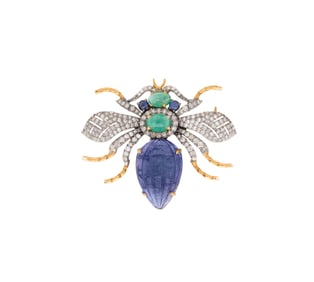 Gem-Set Bug Brooch