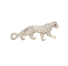 Diamond and Ruby Panther Brooch