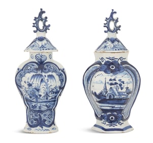 Two Dutch Delft Baluster Vases