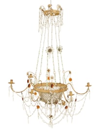 Italian Tole and Glass Chandelier