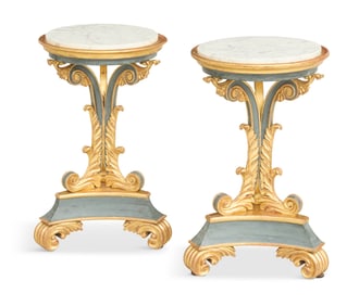 Pair of French Marble-Top Gueridons