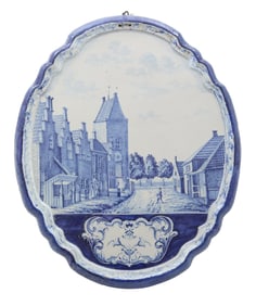 Large Dutch Blue-and-White Delftware Plaque