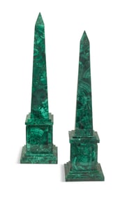 Pair of Malachite Obelisks