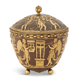 Bronze "Music and Wine" Covered Bowl