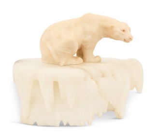 Italian Marble and Alabaster Polar Bear Lamp