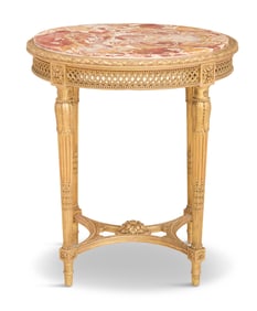 Louis XVI-Style Marble-Top Side Table