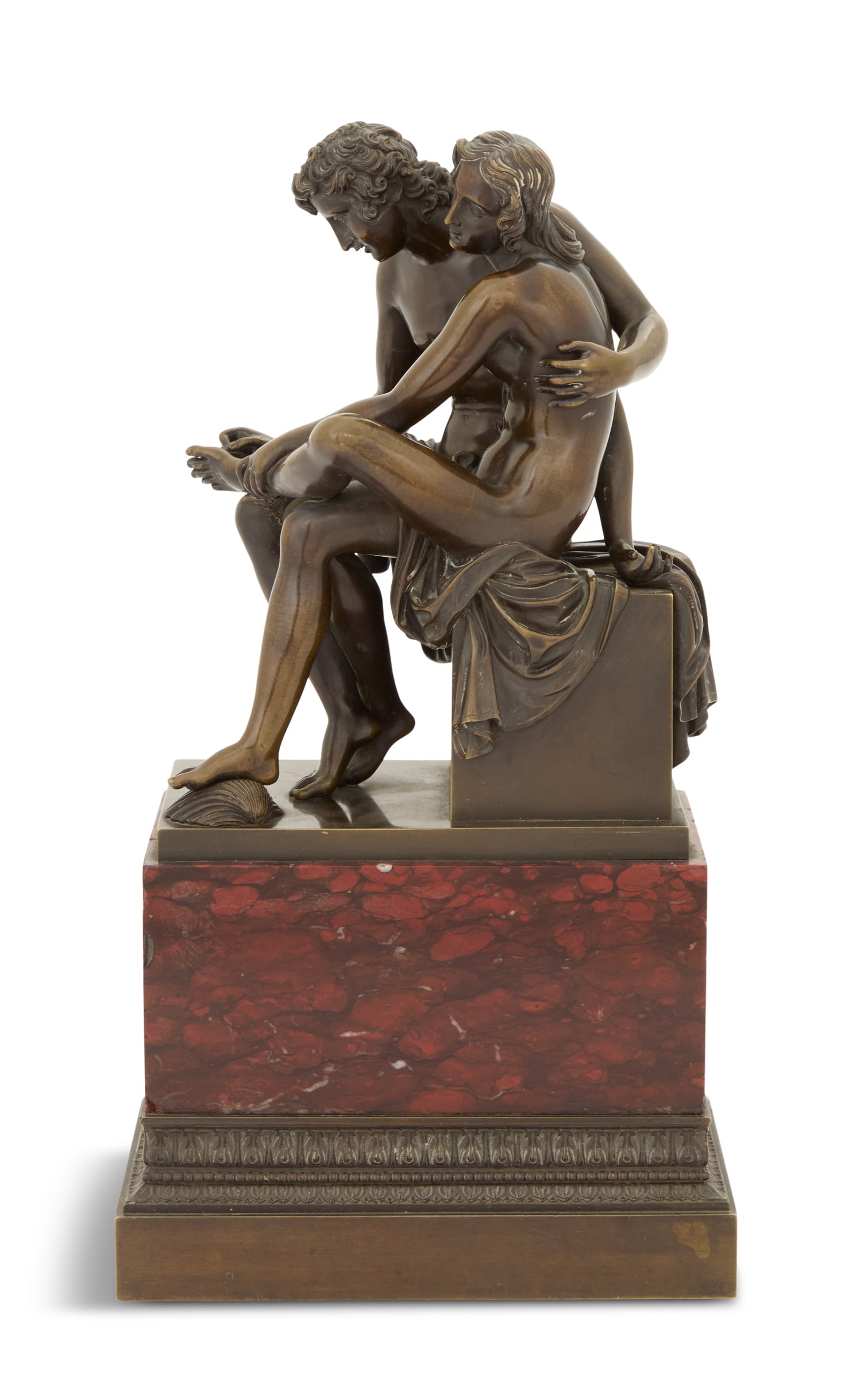 French Empire Bronze of "Daphnis and Chloe": French Empire Bronze of "Daphnis and Chloe"19th century, on a bronze and breccia marble base, unmarked.h. 13-1/4", w. 7", d. 4-3/4"