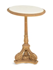 French Giltwood and Marble-Top Side Table