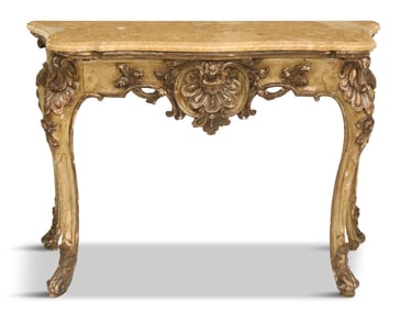 Italian Polychrome Marble-Top Console Table