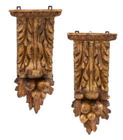 Pair of Giltwood Corbel-Form Wall Brackets