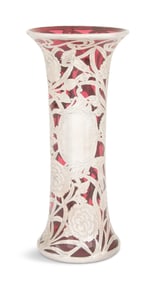 Alvin Silver-Deposit Ruby Glass Vase