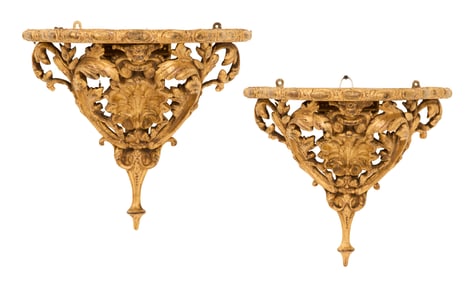 Pair of Belle Epoque Giltwood Brackets