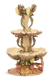 Rare Palissy Sweetmeat Stand Centerpiece