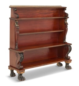 Regency Brass-Inlaid Mahogany Tiered Bookshelf