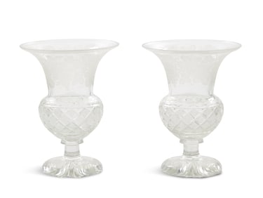 Pair of Edwardian Glass Celery Vases