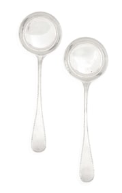 Pair of Georgian Feather Edge Silver Sauce Ladles