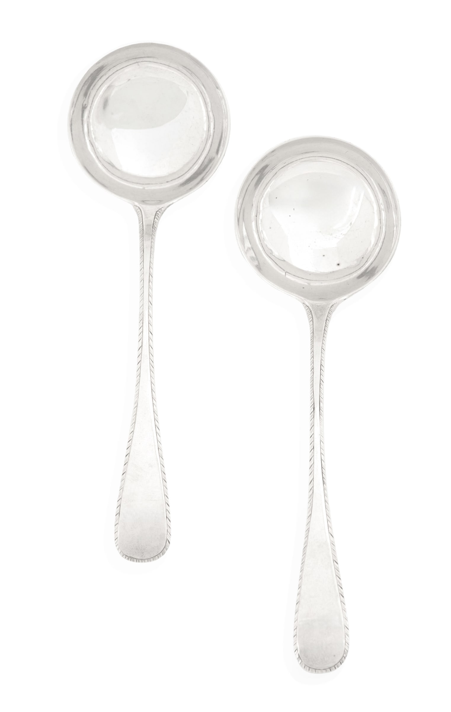 Pair of Georgian Feather Edge Silver Sauce Ladles (1 of 3)