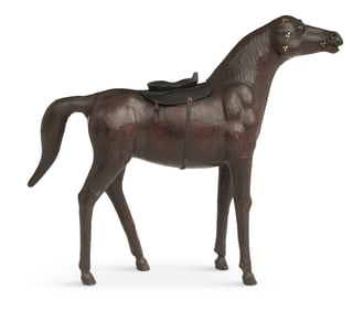 Large English Leather-Covered Model of a Horse
