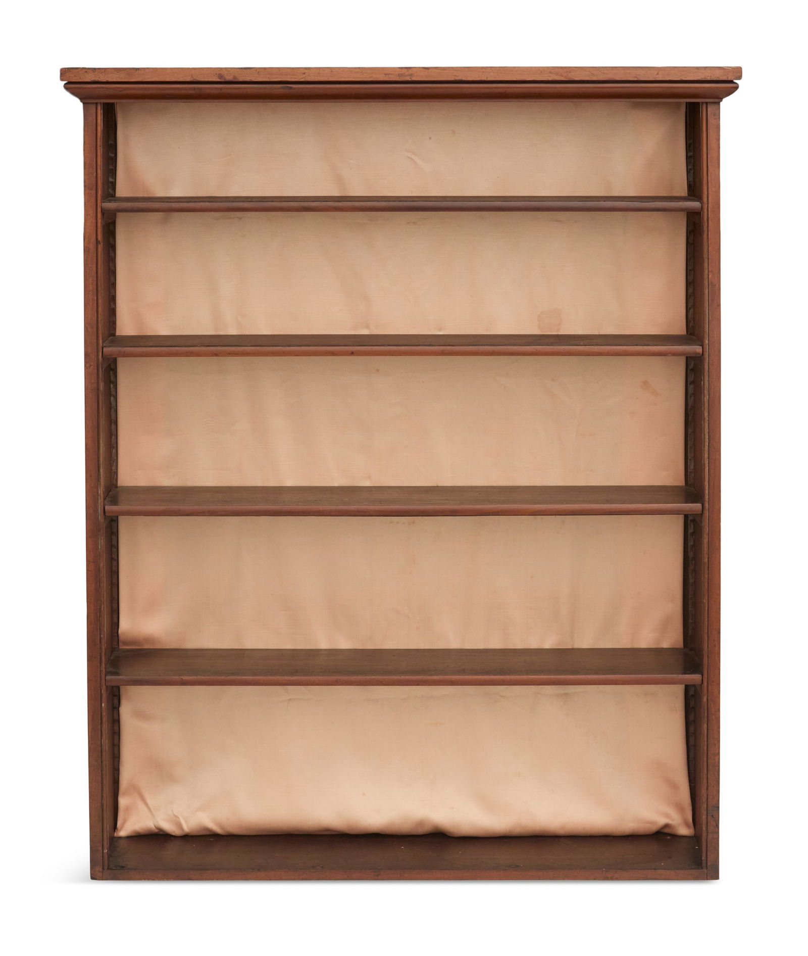 English Mahogany Open Bookcase: English Mahogany Open Bookcase19th century, the overhanging cornice molding above an open case fitted with four adjustable shelves.h. 57", w. 46", d. 10-1/2" Provenance: The Estate of Stella R. Sharp,