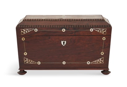 William IV Inlaid Rosewood Tea Caddy
