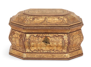 Chinese Export Gilt- and Black-Lacquered Box