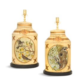 Pair of Tole Tea Canister Lamps