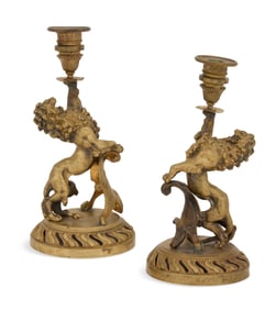 Pair of Bronze Figural Candlesticks