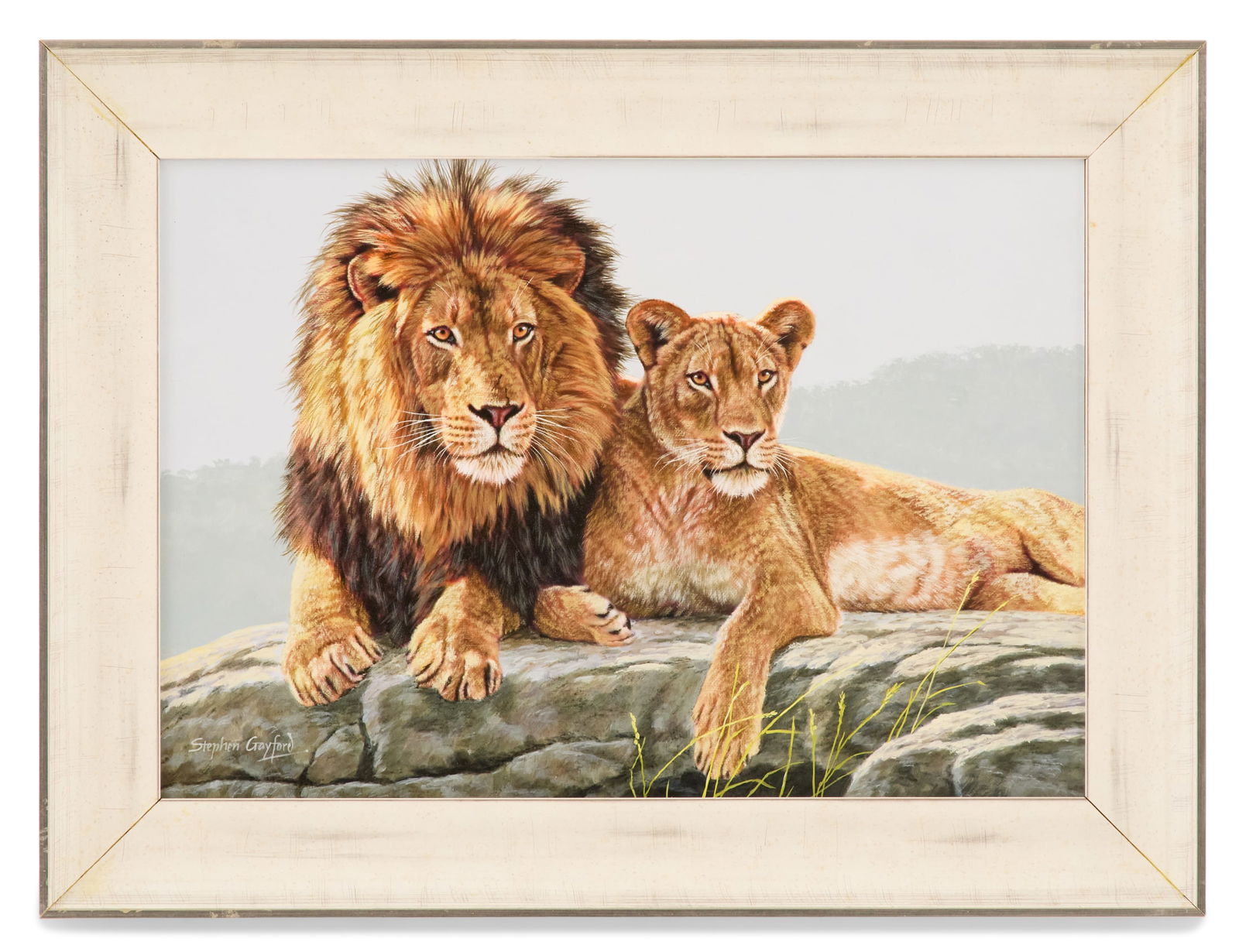 Stephen Gayford (British, b. 1954): Stephen Gayford (British, b. 1954) "Perfect Pair" acrylic on panel signed lower left, and signed and titled en verso. Framed. 14" x 20", framed 18-3/4" x 24-3/4"