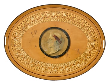 French Tole Peinte Oval Tray