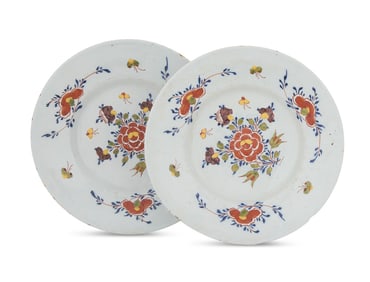 Pair of English Delft Pottery Plates