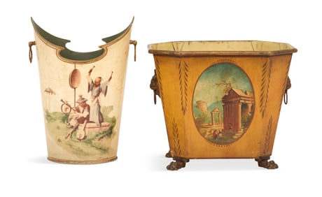 Two French Tole Waste Baskets