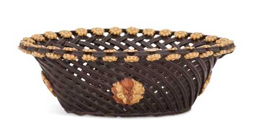 Glazed Redware Pottery Basket