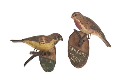Swiss Black Forest Carved Wooden Bird Plaques