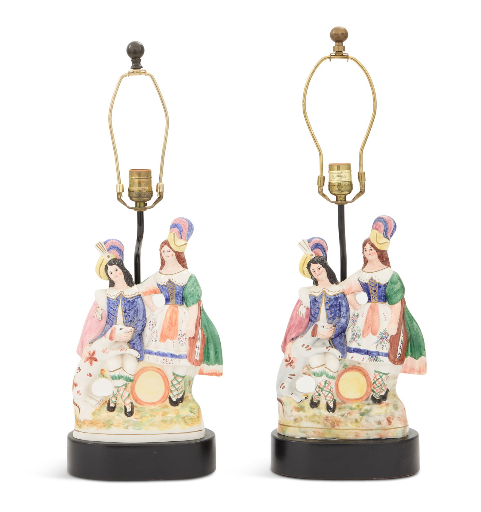 Pair of English Staffordshire Figural Lamps (1 of 2)