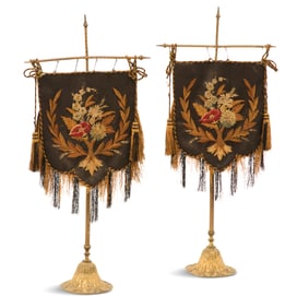 Brass and Fabric Aesthetic Movement Screens