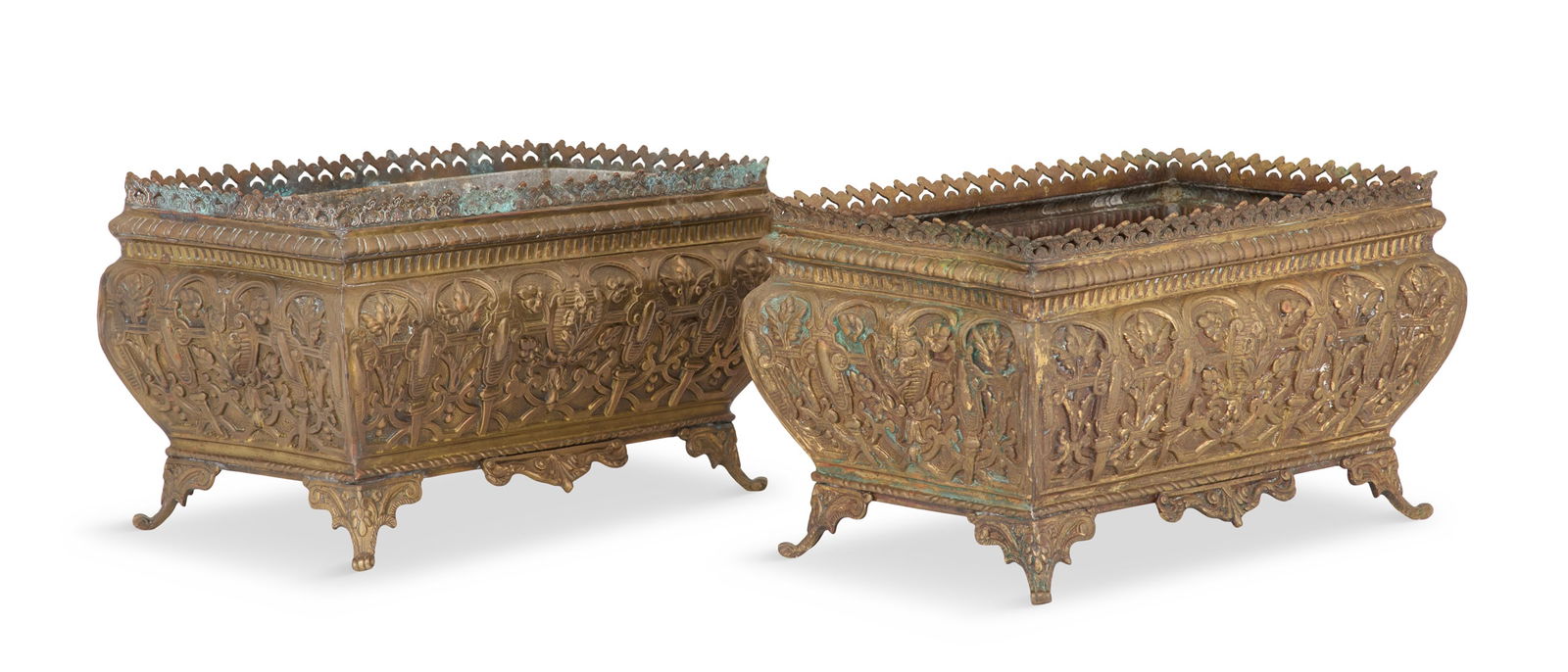 Pair of French Molded Brass Jardinieres (1 of 3)