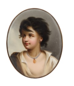 German Miniature Hand-Painted Porcelain Plaque