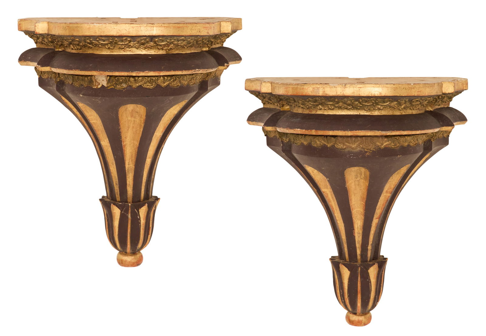 Pair of Large English Parcel-Gilt Wall Brackets (1 of 9)