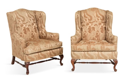 Pair of Queen Anne-Style Wing Chairs