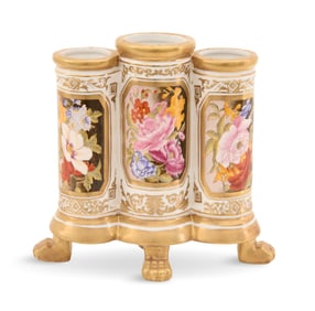 Unusual English Porcelain Triple Vase