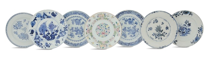 Seven Chinese Export Porcelain Dinner Plates