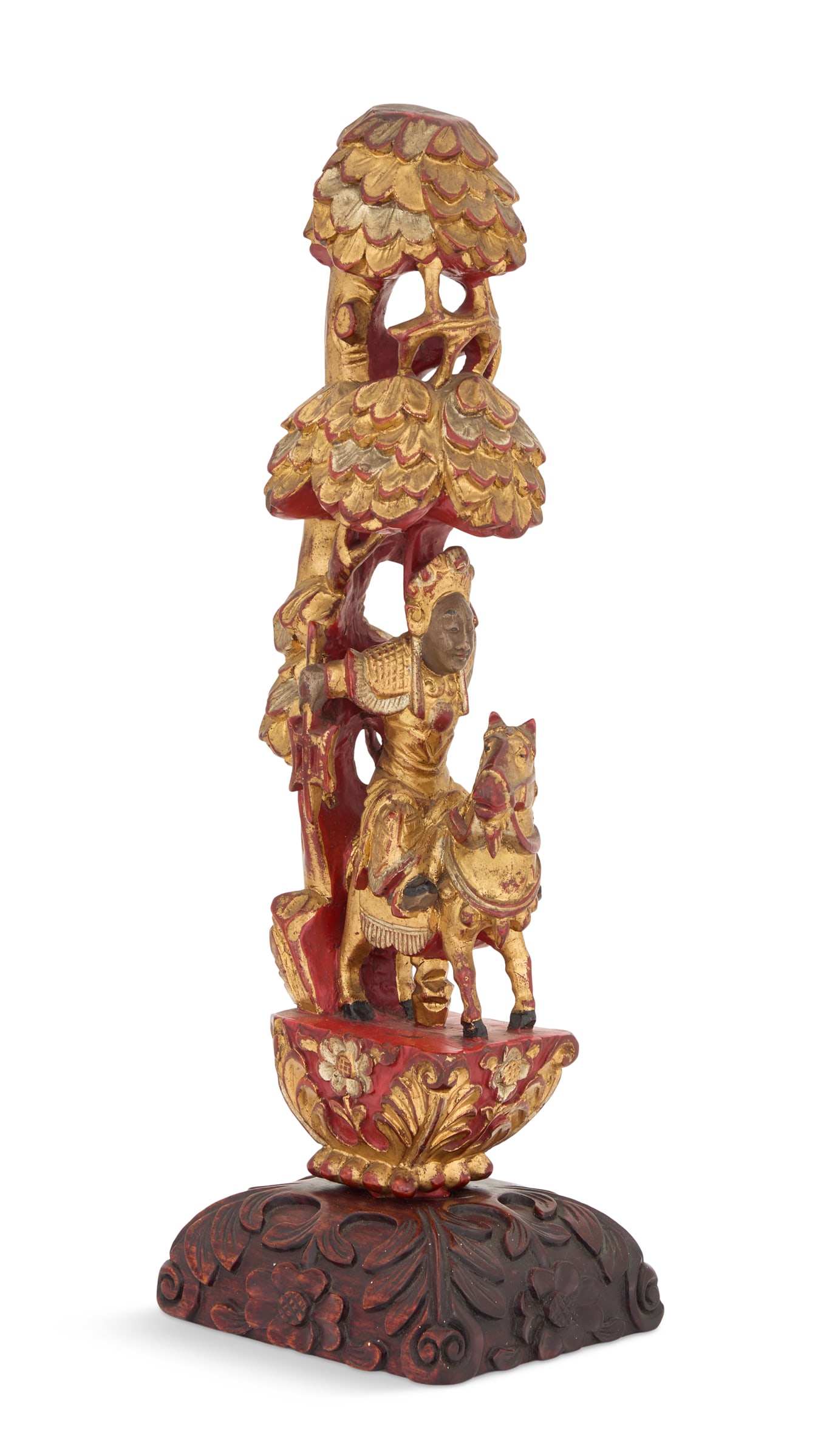 Parcel-Giltwood Figure of a Chinese Warrior