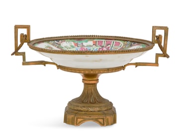 Gilt-Bronze-Mounted Rose Medallion Tazza