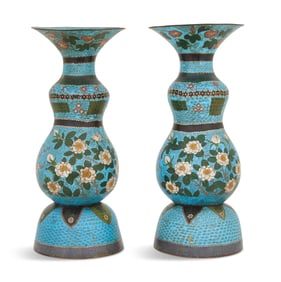 Pair of Chinese Cloisonne Vases
