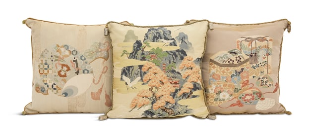 Collection of Three Ann Gish "Kosode" Pillows